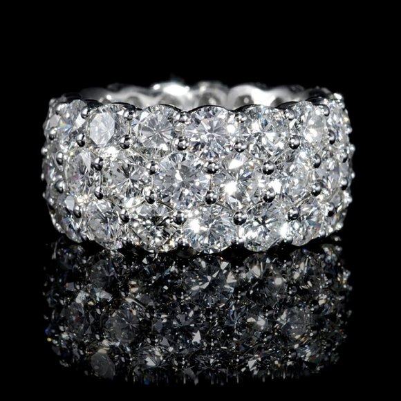 Jewelry - 925 Silver Plated Party Big Oval Gems Three Layer Promise Eternity Ring, L476